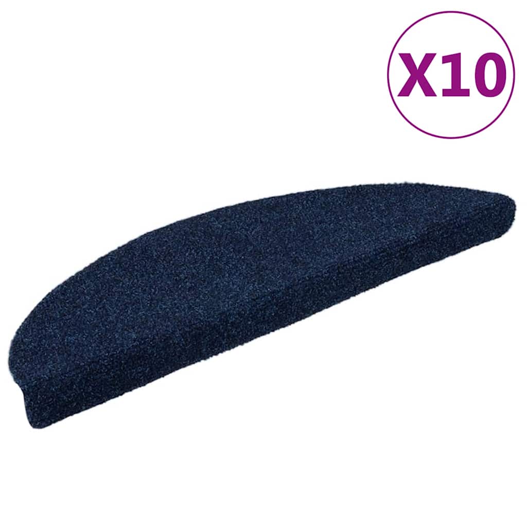 Vidaxl Treppenmatten Selbstadhäsiv 10 ST 56x17x3 cm Nadel Filz Navy Blau