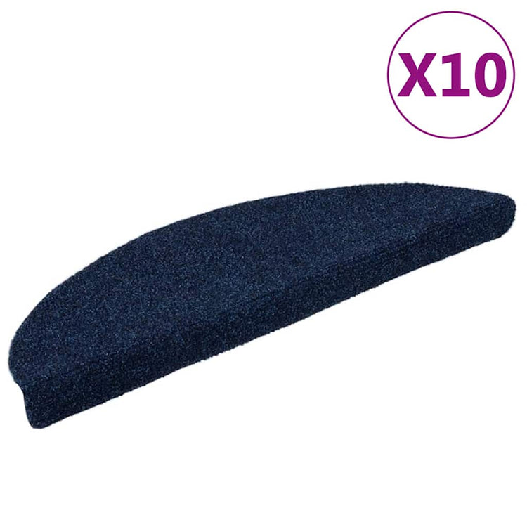 Vidaxl Treppenmatten Selbstadhäsiv 10 ST 56x17x3 cm Nadel Filz Navy Blau