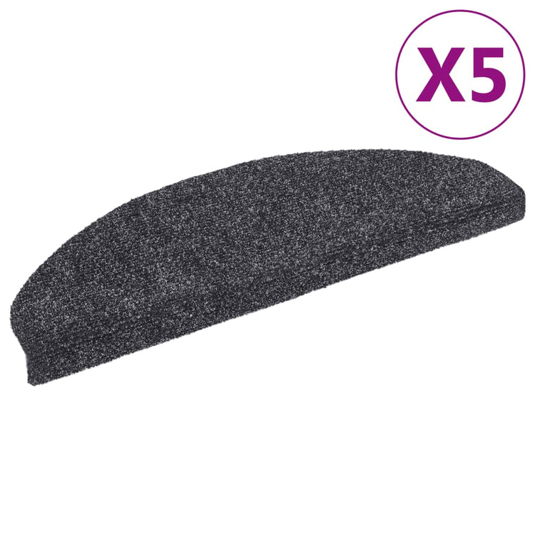 Vidaxl Treppenmatten Selbstadhäsiv 5 ST 65x21x4 cm Nadel dunkel grau