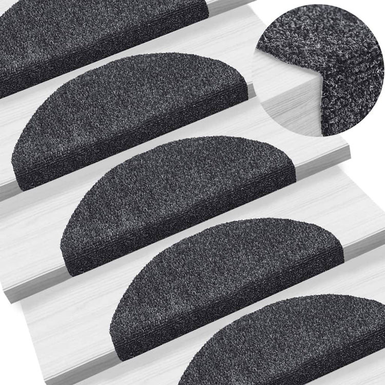 Vidaxl Treppenmatten Selbstadhäsiv 5 ST 65x21x4 cm Nadel dunkel grau