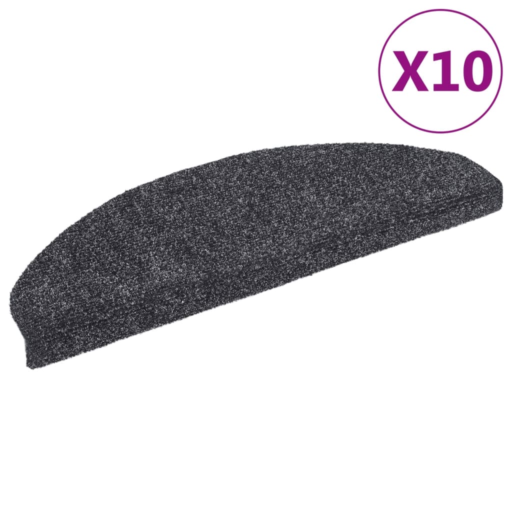 Vidaxl Treppenmatten Selbstadhäsiv 10 Stcs 65x21x4 cm Nadel dunkel grau gefühlt