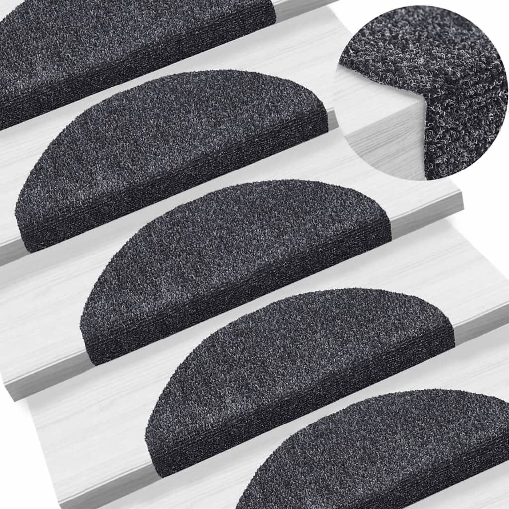 Vidaxl Treppenmatten Selbstadhäsiv 10 Stcs 65x21x4 cm Nadel dunkel grau gefühlt