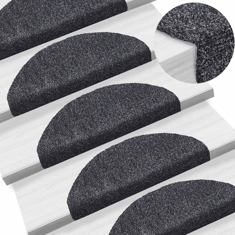Vidaxl Treppenmatten Selbstadhäsiv 10 Stcs 65x21x4 cm Nadel dunkel grau gefühlt