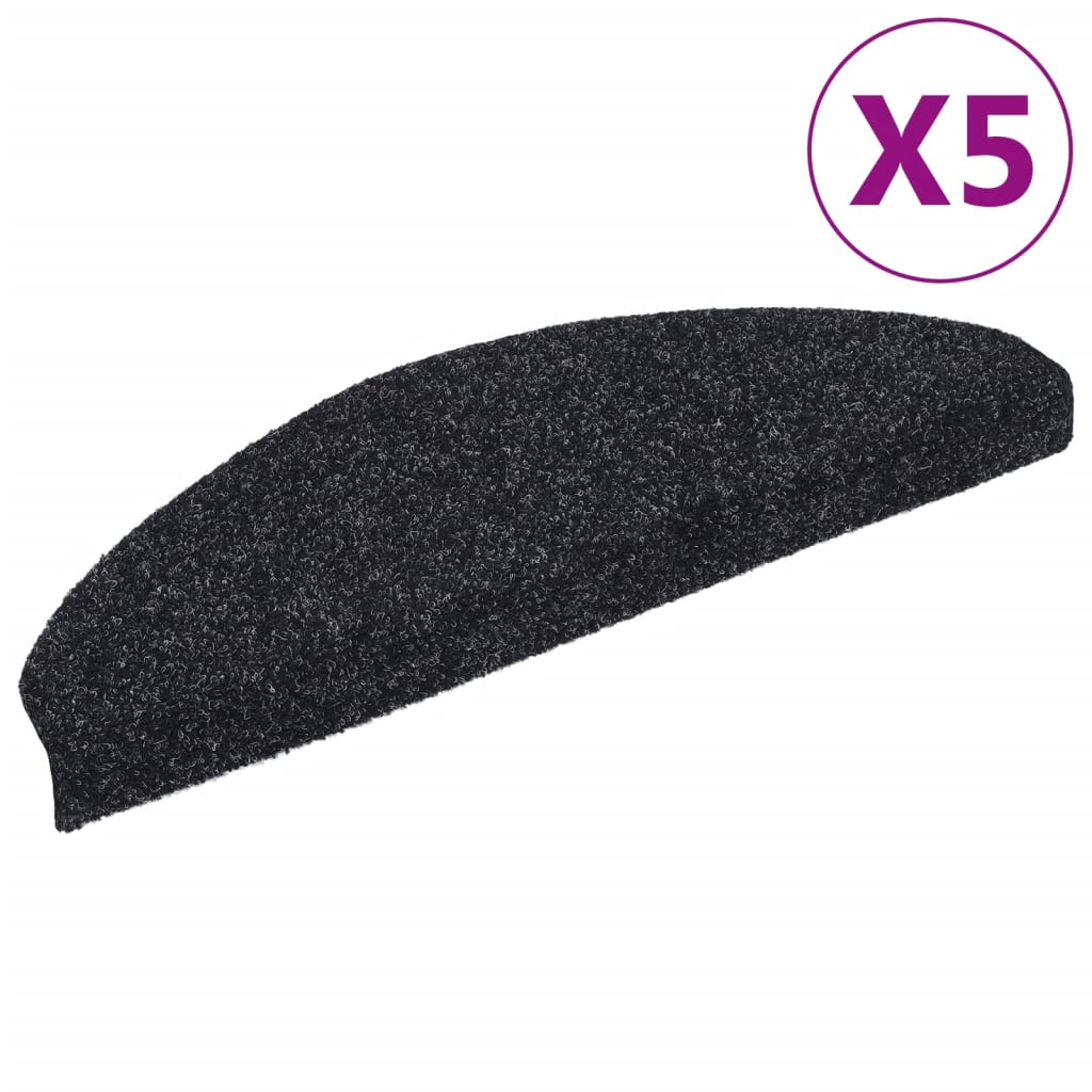 Vidaxl Treppenmatten Selbstadhäsiv 5 ST 65x21x4 cm Nadel schwarz gefühlt