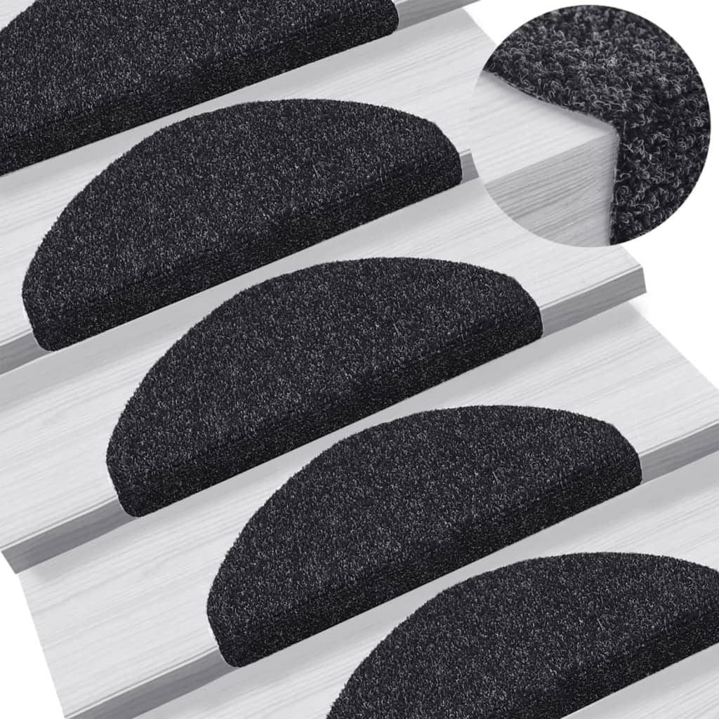 Vidaxl Treppenmatten Selbstadhäsiv 5 ST 65x21x4 cm Nadel schwarz gefühlt