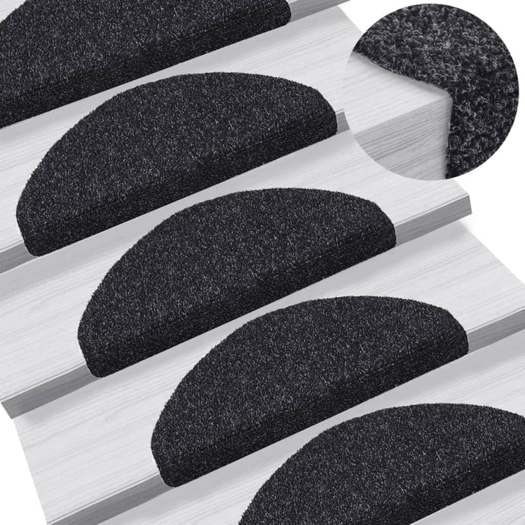 Vidaxl Treppenmatten Selbstadhäsiv 5 ST 65x21x4 cm Nadel schwarz gefühlt