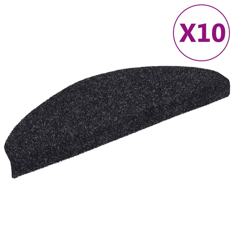 Vidaxl Treppenmatten Selbstadhäsiv 10 PCs 65x21x4 cm Nadel sich schwarz gefühlt