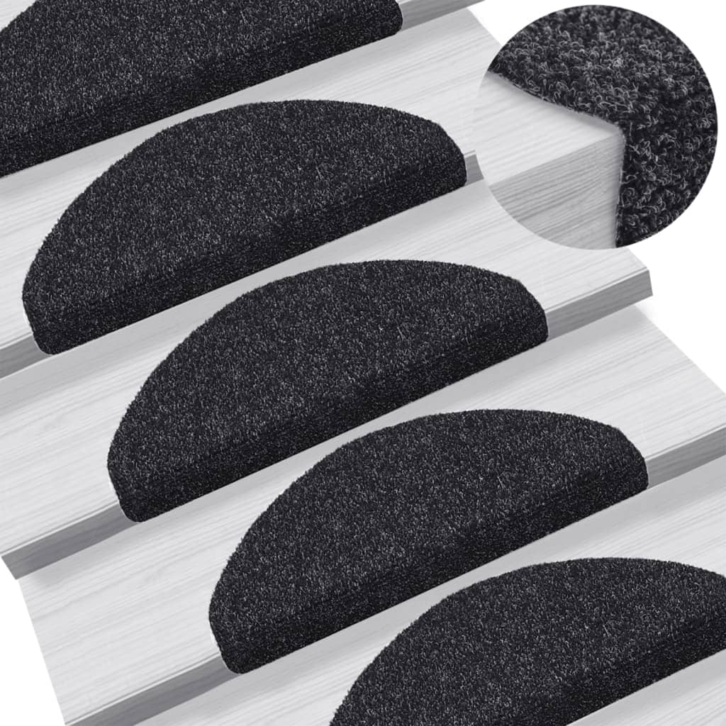 Vidaxl Treppenmatten Selbstadhäsiv 10 PCs 65x21x4 cm Nadel sich schwarz gefühlt