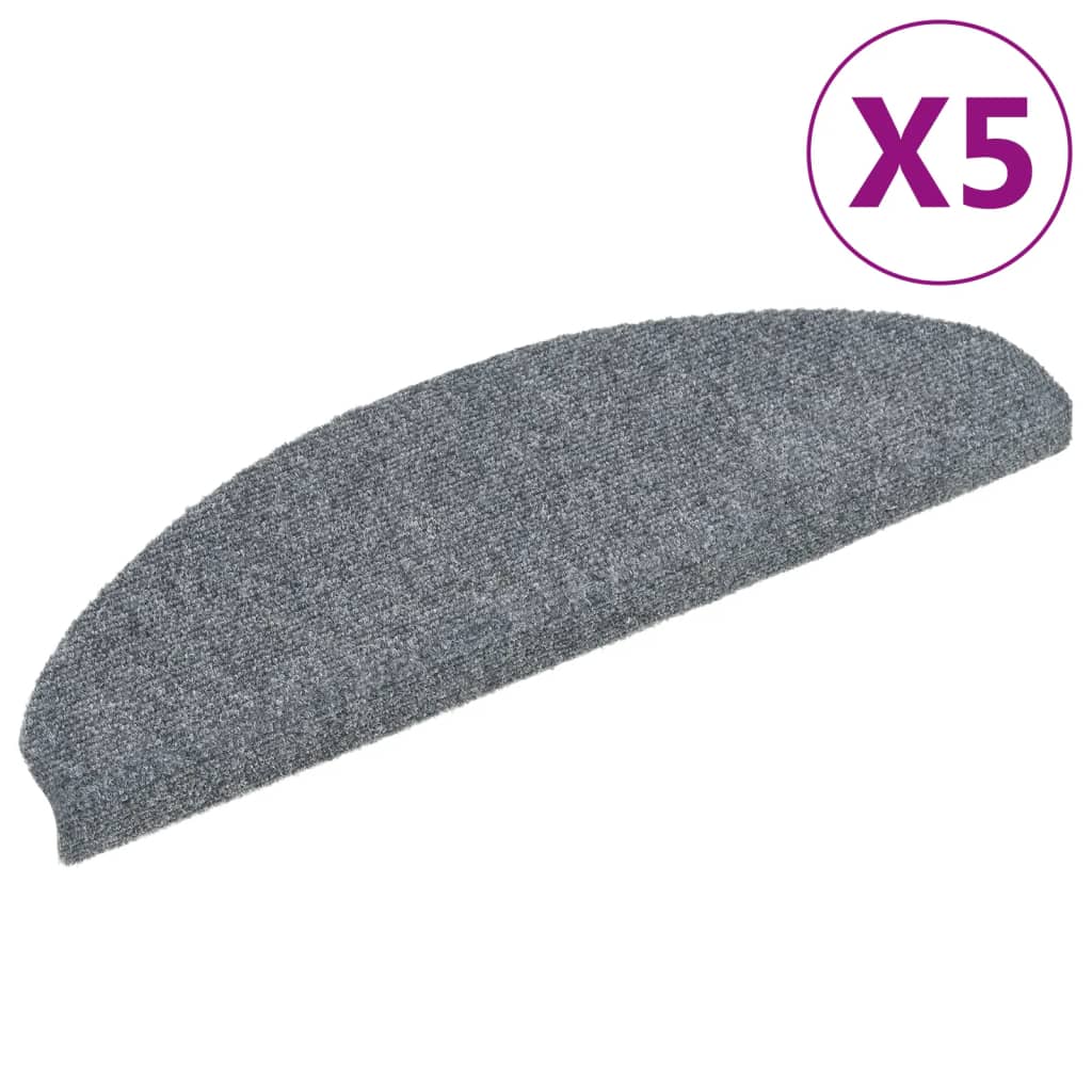 Vidaxl Treppenmatten Selbstadhäsiv 5 PCs 65x21x4 cm Nadel fühlt sich hellgrau