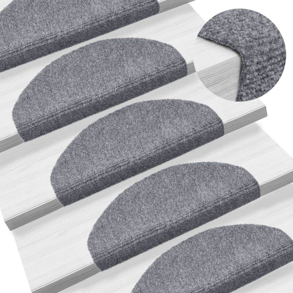 Vidaxl Treppenmatten Selbstadhäsiv 5 PCs 65x21x4 cm Nadel fühlt sich hellgrau