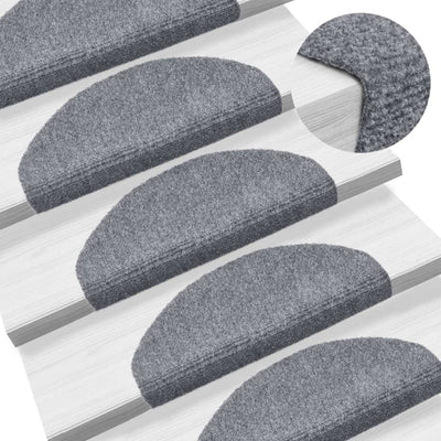 Vidaxl Treppenmatten Selbstadhäsiv 5 PCs 65x21x4 cm Nadel fühlt sich hellgrau
