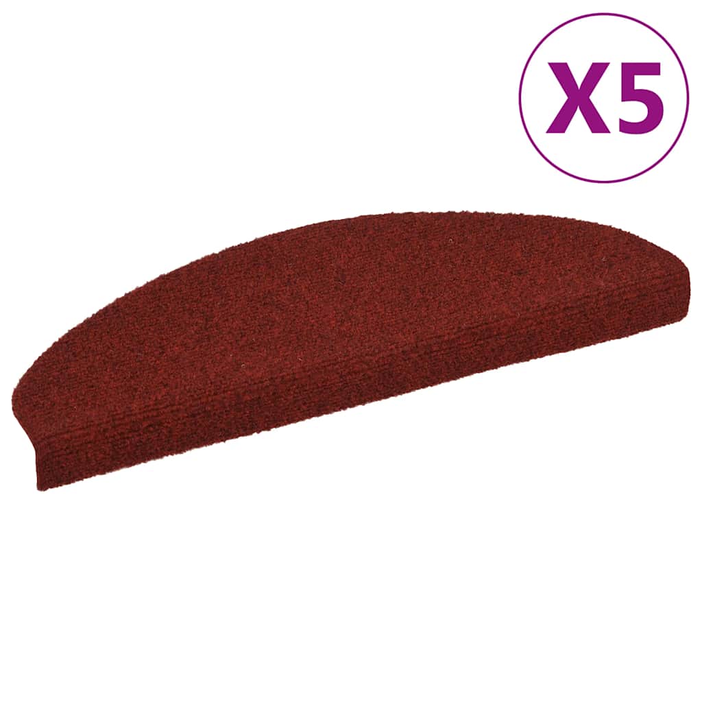 Vidaxl Treppenmatten Selbstadhäsiv 5 ST 65x21x4 cm Nadel rot gefühlt