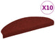 Vidaxl Treppenmatten Selbstadhäsiv 10 PCs 65x21x4 cm Nadel rot gefühlt