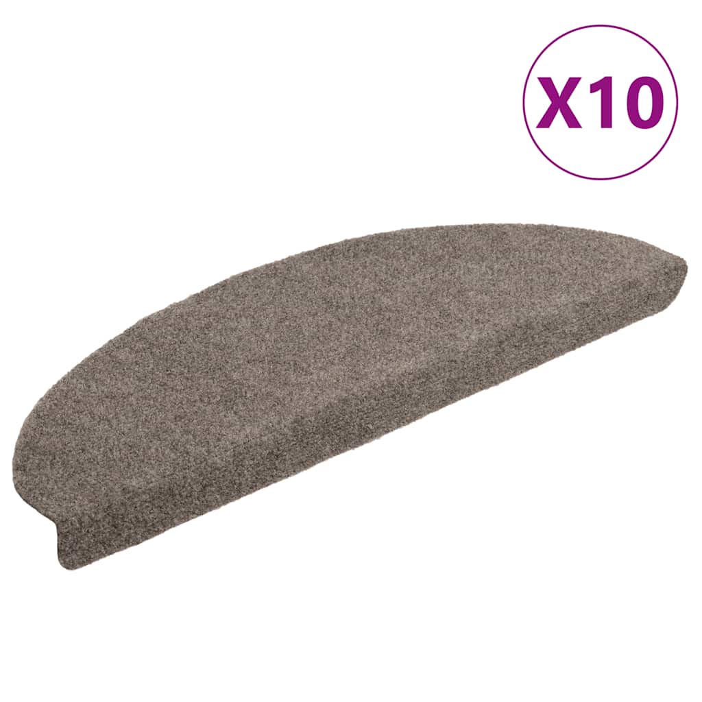 Vidaxl -Treppenmatten selbstadhäsiv 10 PCs 65x21x4 cm Nadel Filz creme -gelenkt
