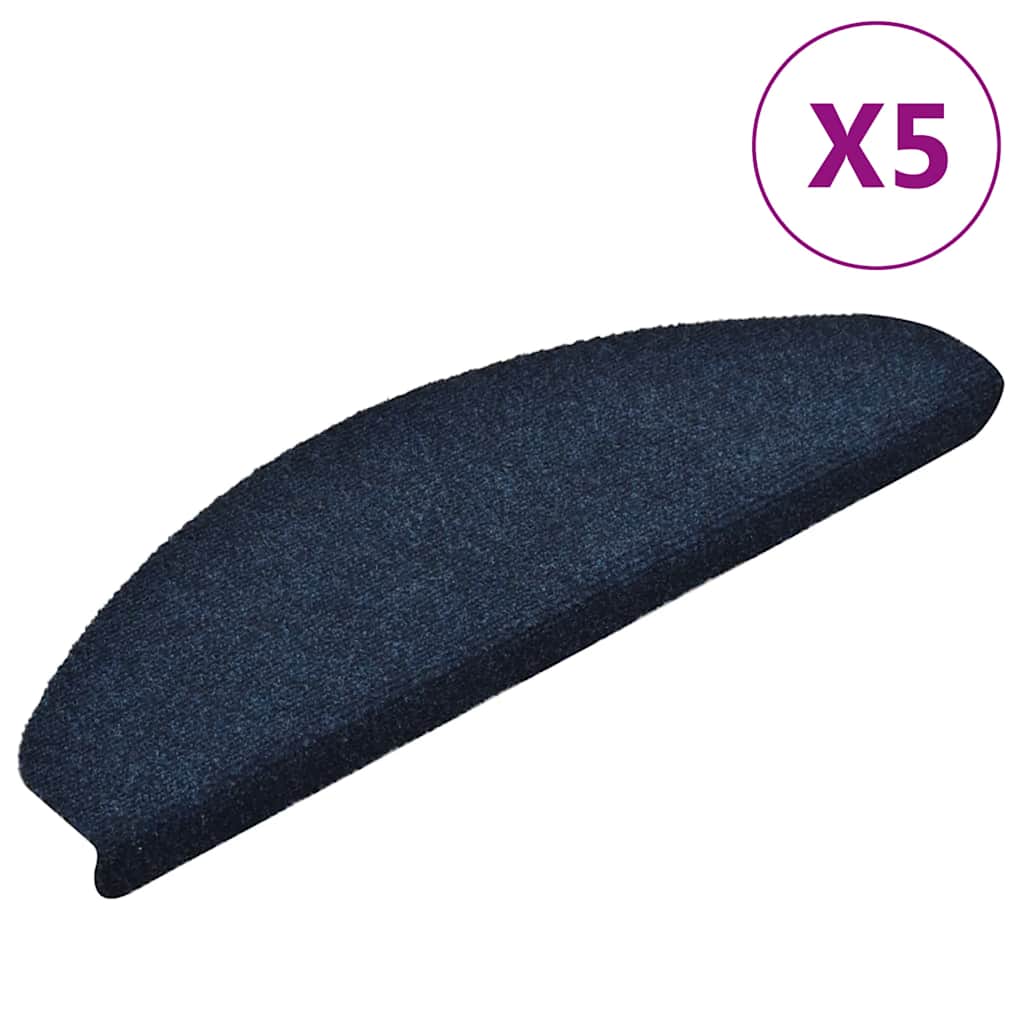 Vidaxl Treppenmatten Selbstadhäsiv 5 ST 65x21x4 cm Nadel Filz Navy Blau