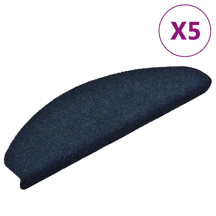 Vidaxl Treppenmatten Selbstadhäsiv 5 ST 65x21x4 cm Nadel Filz Navy Blau