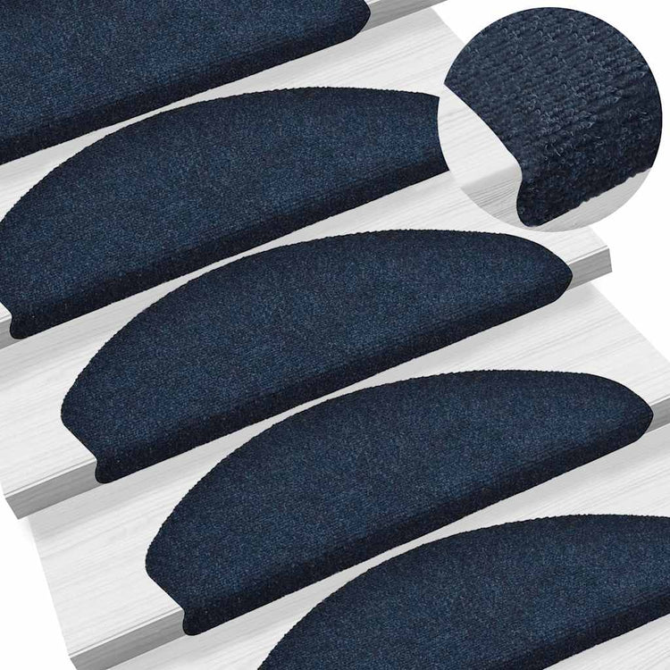 Vidaxl Treppenmatten Selbstadhäsiv 5 ST 65x21x4 cm Nadel Filz Navy Blau