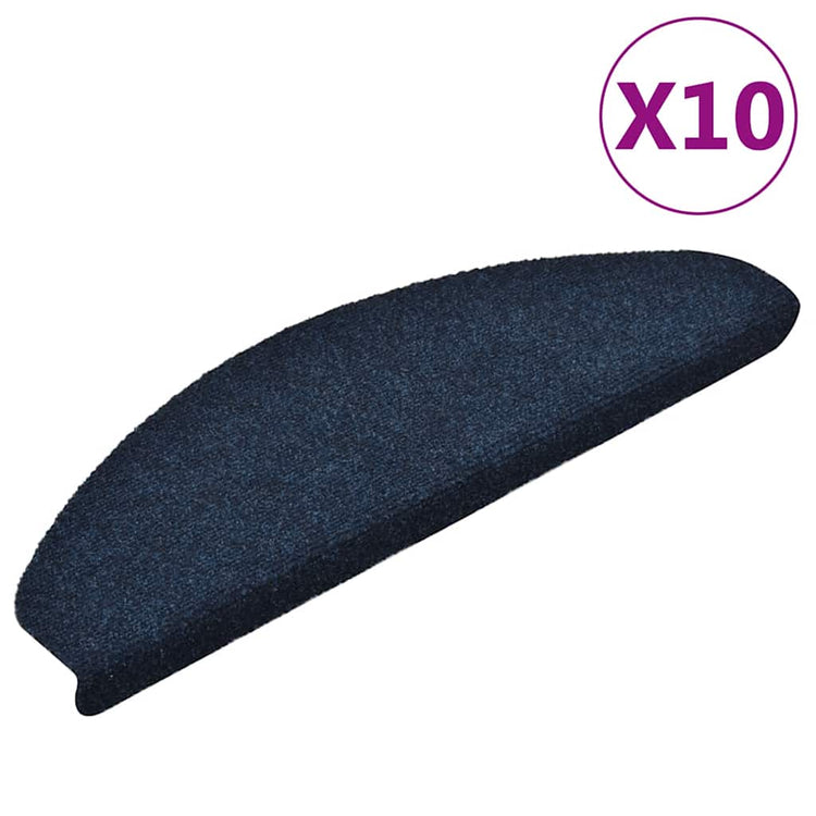 Vidaxl Treppenmatten Selbstadhäsiv 10 PCs 65x21x4 cm Nadel Filz Navy Blau