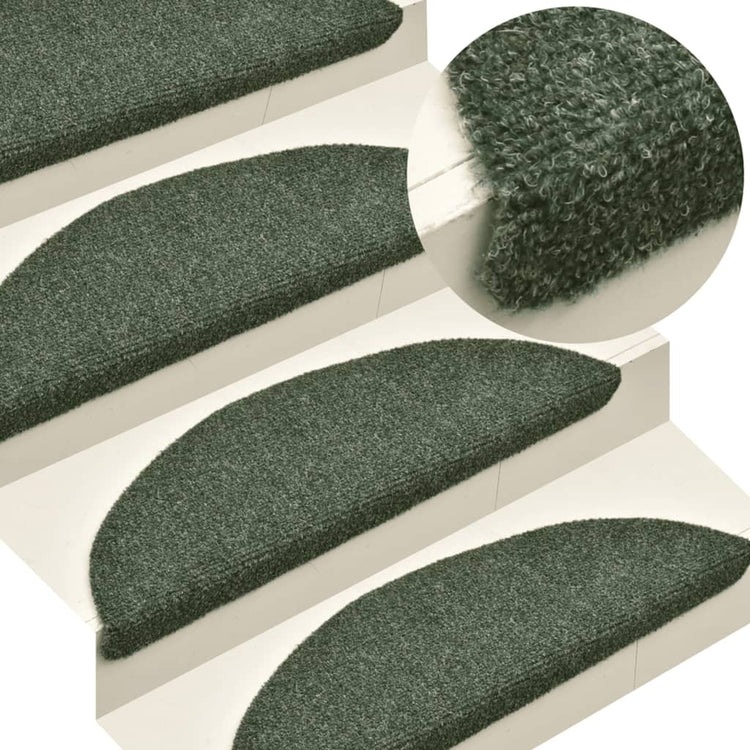 Vidaxl Treppenmatten Selbstadhäsiv 10 ST 65x21x4 cm Nadel sich grün gefühlt
