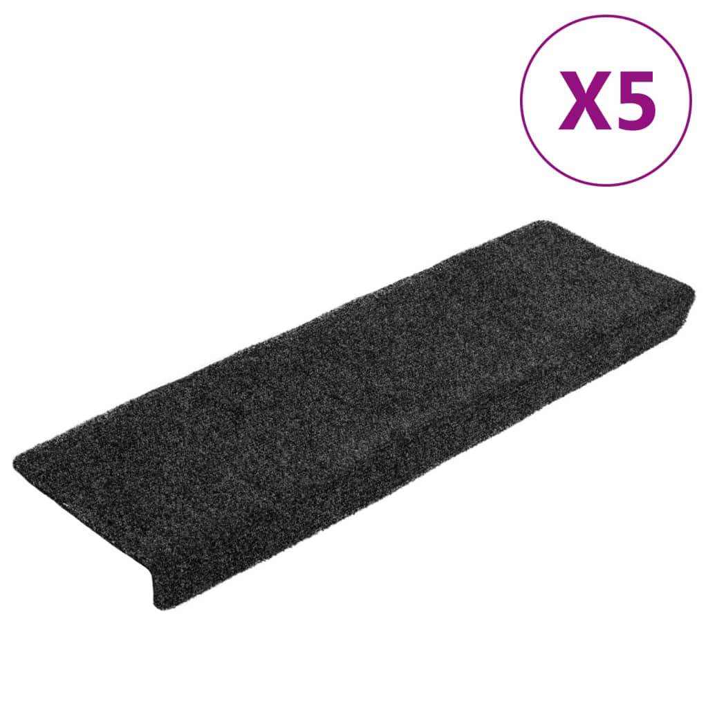 Vidaxl -Treppenmatten 5 ST 65x21x4 cm Nadel sich grau gefühlt