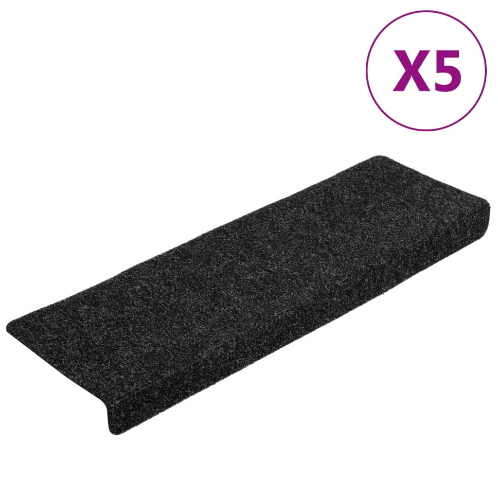 Vidaxl Treppenmatten 5 ST 65x21x4 cm Nadel sich schwarz gefühlt
