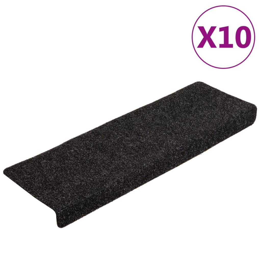 Vidaxl Treppenmatten 10 ST 65x21x4 cm Nadel sich schwarz gefühlt