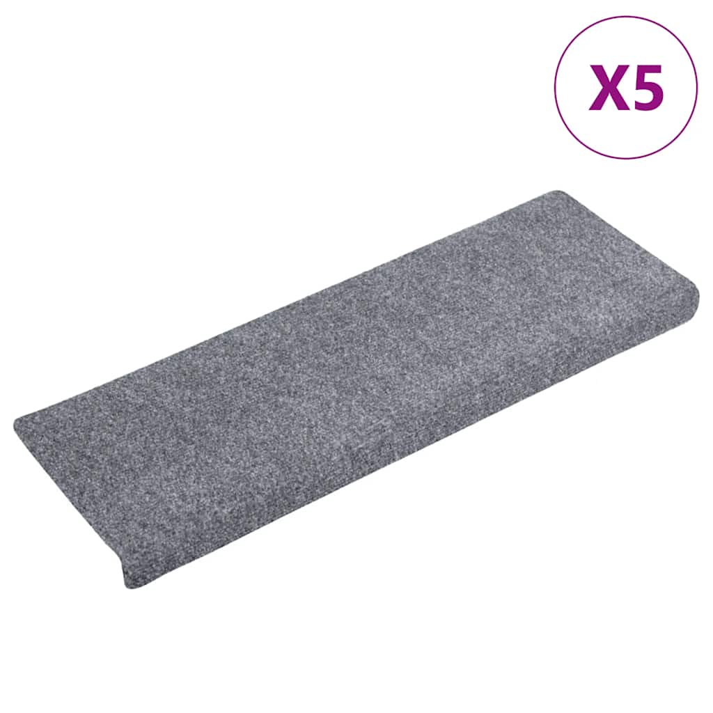 Vidaxl Treppenmatten 5 ST 65x21x4 cm Nadel hellgrau