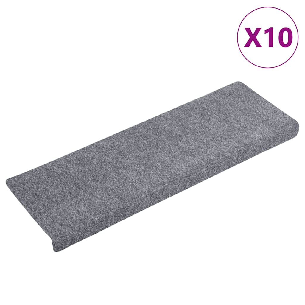 Vidaxl -Treppenmatten 10 PCs 65x21x4 cm Nadel hellgrau