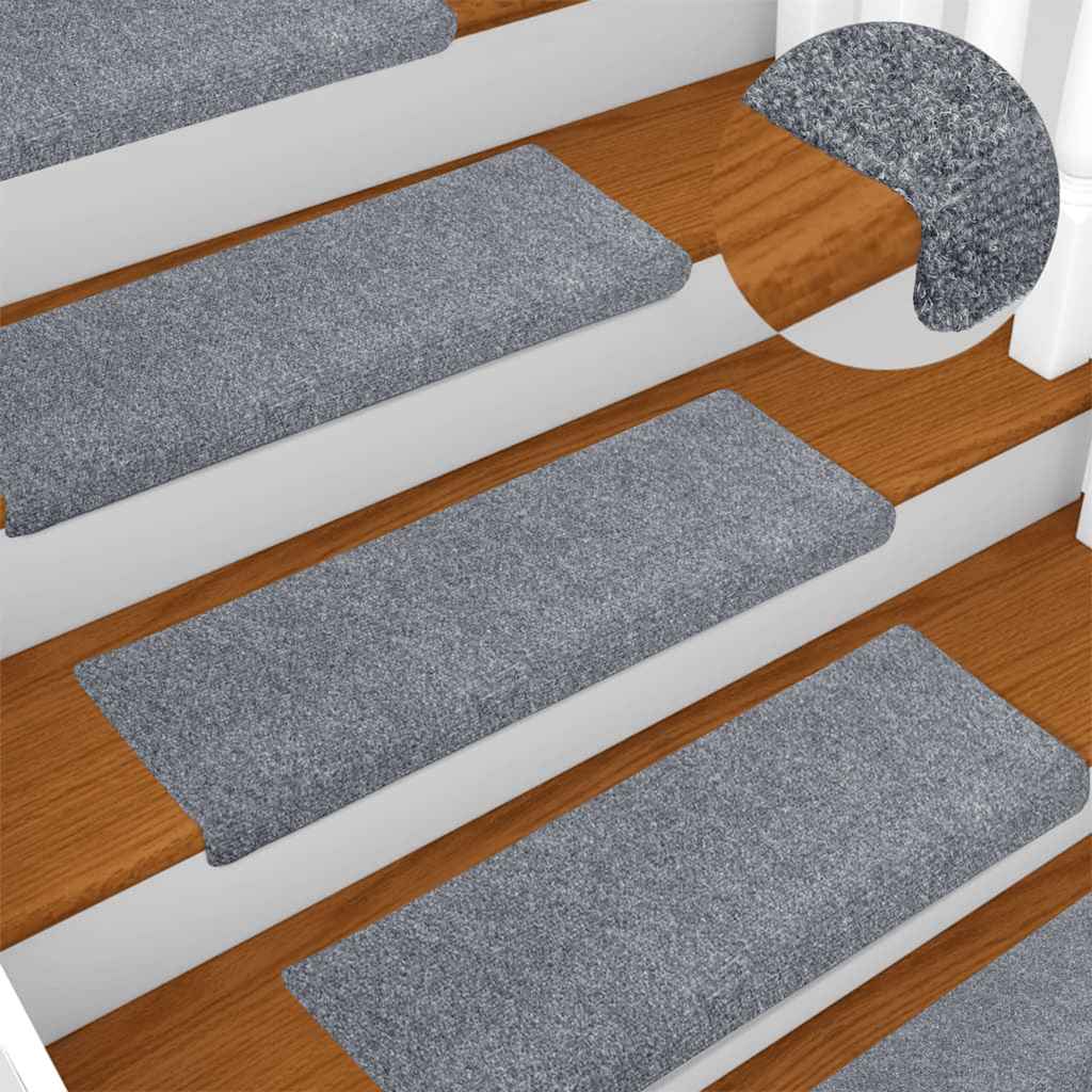 Vidaxl -Treppenmatten 10 PCs 65x21x4 cm Nadel hellgrau