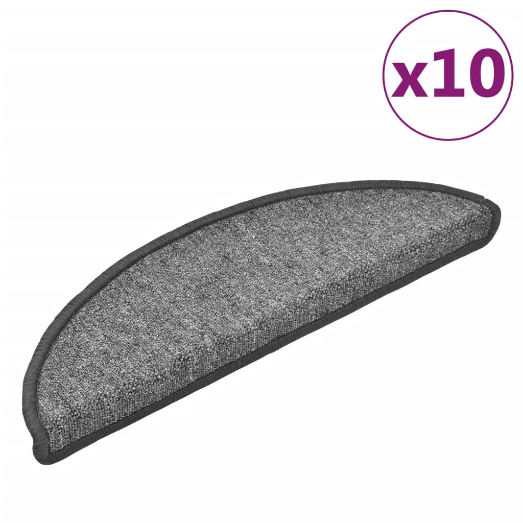 Vidaxl -Treppenmatten 10 ST 56x17x3 cm dunkelgrau