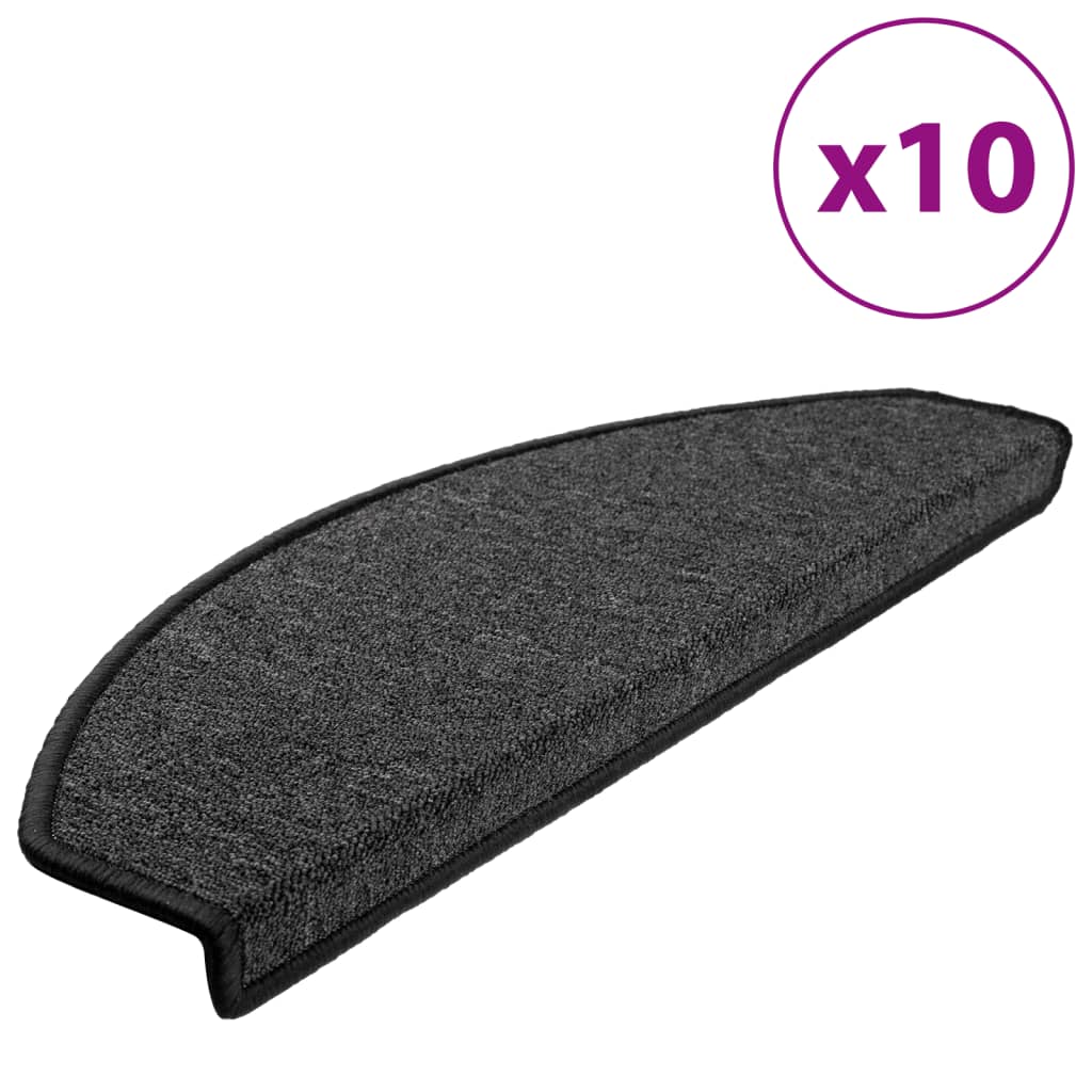 VIDAXL -Treppenmatten 10 PCs 65x24x4 cm Anthrazit -geläutet
