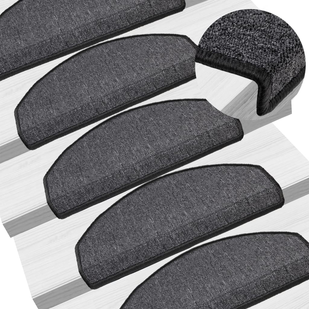 VIDAXL -Treppenmatten 10 PCs 65x24x4 cm Anthrazit -geläutet