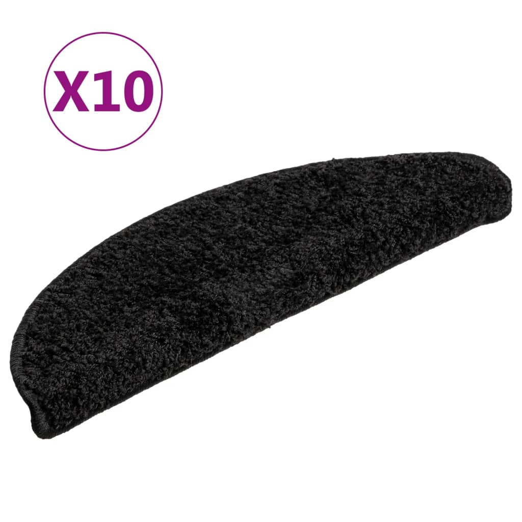 Vidaxl -Treppenmatten 10 ST 56x17x3 cm Schwarz