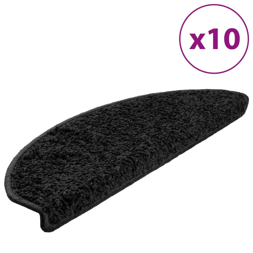 Vidaxl -Treppenmatten 10 ST 65x21x4 cm Schwarz