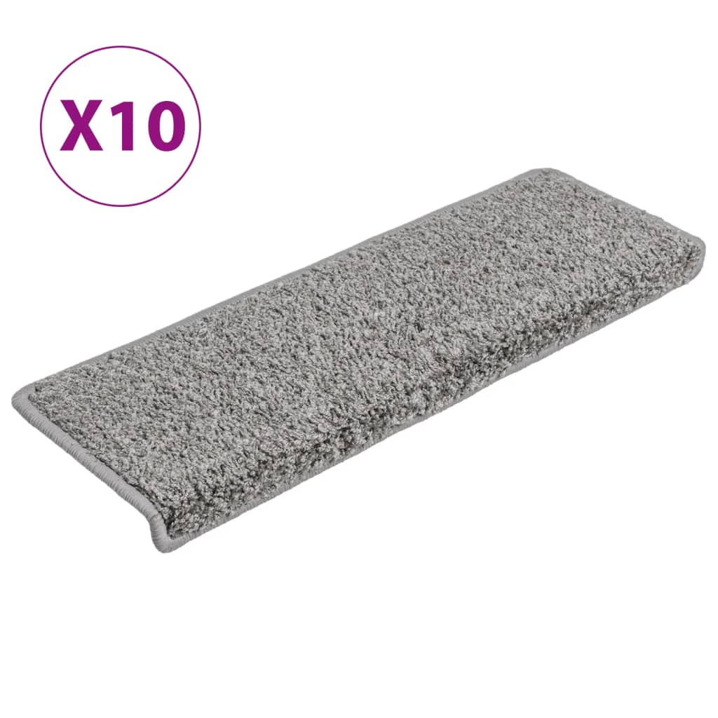 Vidaxl -Treppenmatten 10 ST 65x21x4 cm Grau