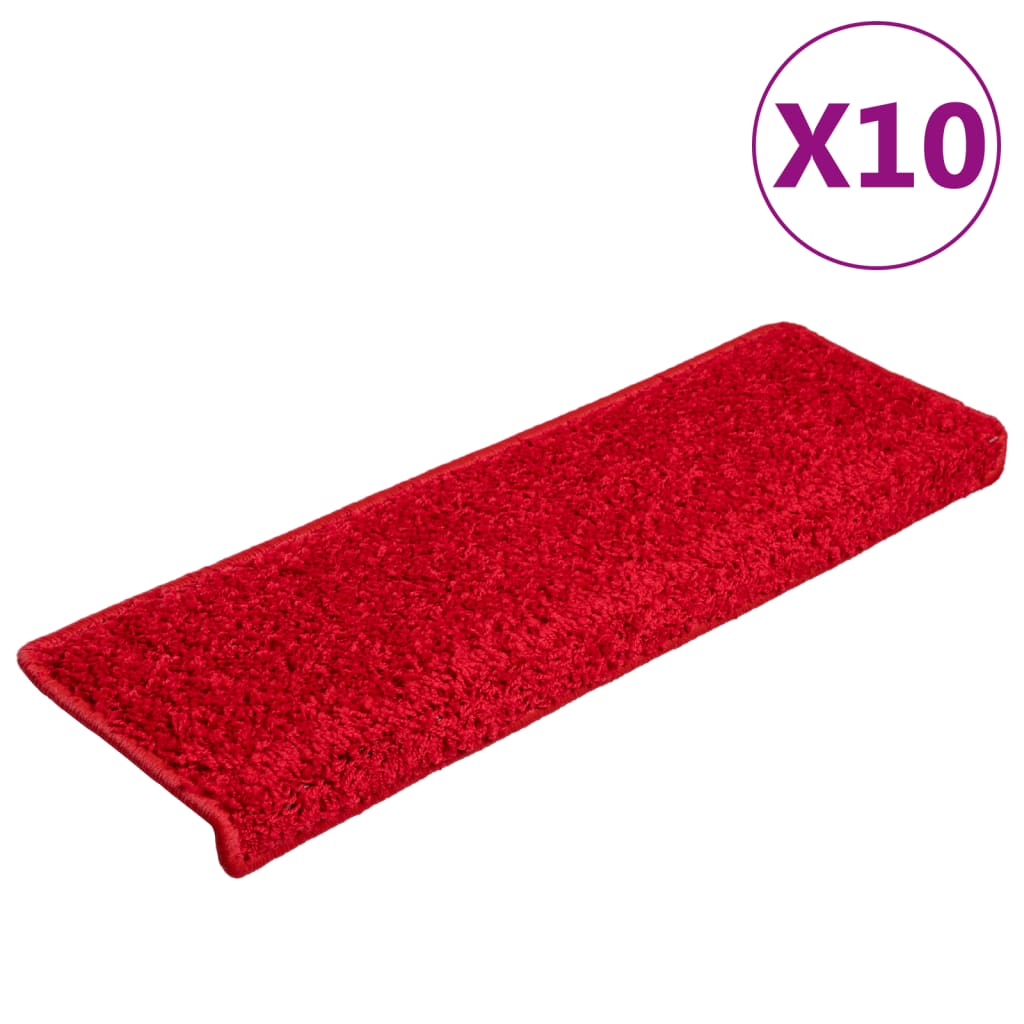 Vidaxl -Treppenmatten 10 ST 65x21x4 cm Rot