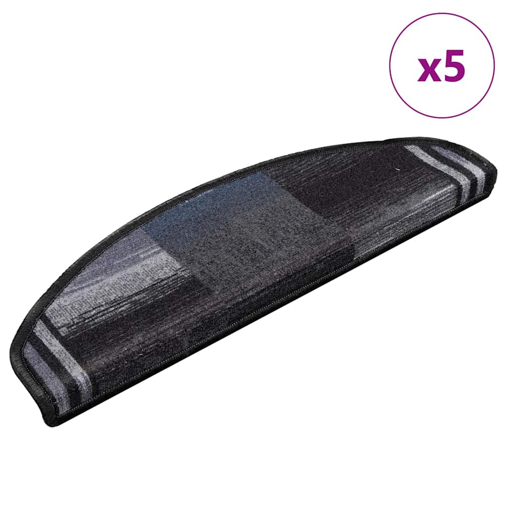 Vidaxl -Treppenmatten Selbstadhäsiv 5 ST 65x21x4 cm schwarz und grau