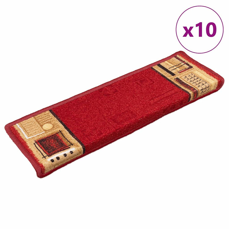 VIDAXL -Treppenmatten Selbstadhäsiv 10 PCs 65x21x4 cm rot