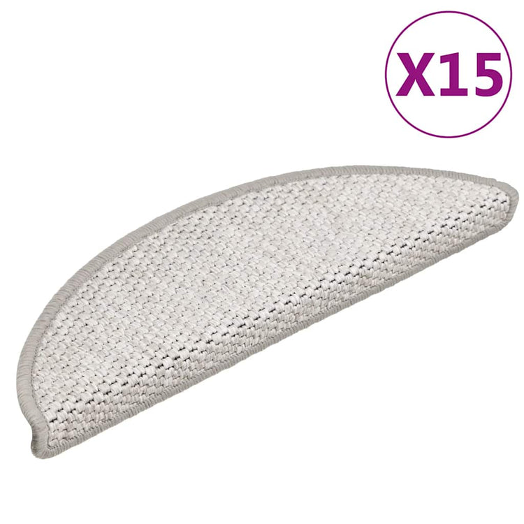Vidaxl-Treppenmatten selbstklebend 15 St. Sisal Look 56x17x3 cm Platina Farbe