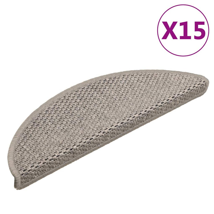 Vidaxl-Treppenmatten selbstklebend 15 St. Sisal Look 56x17x3cm Silberfarbe
