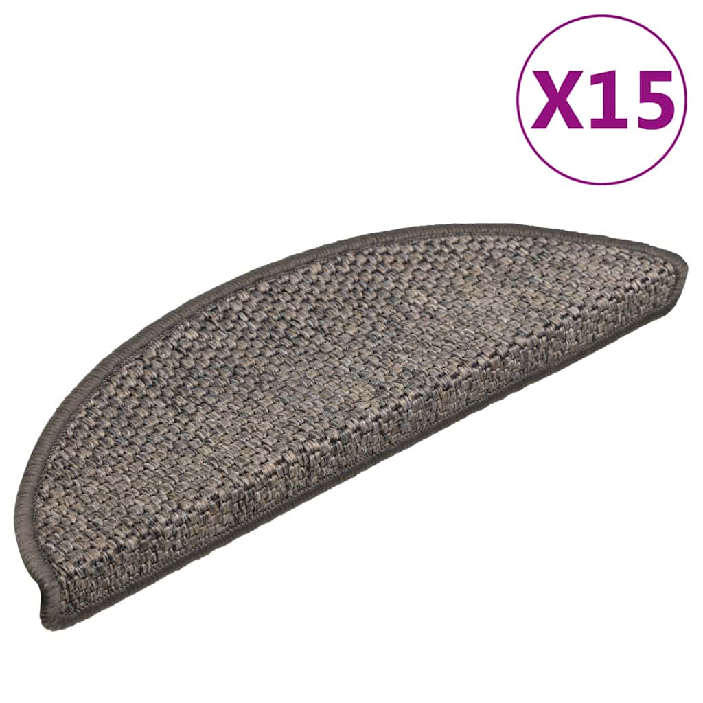 Vidaxl-Treppenmatten selbstklebend 15 St. Sisal Look 56x17x3 cm brauner Beige