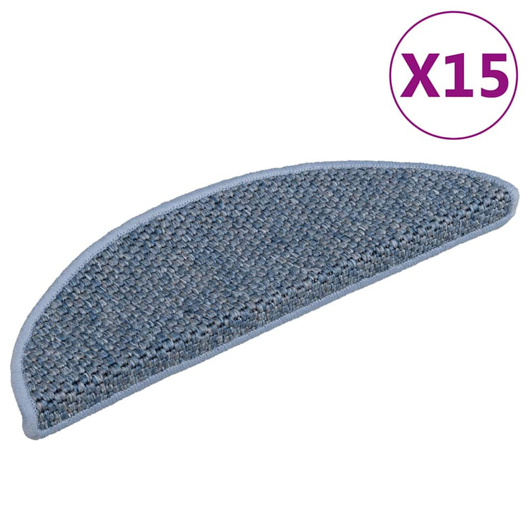 Vidaxl-Treppenmatten selbstklebend 15 St. Sisal Look 56x17x3 cm Blau