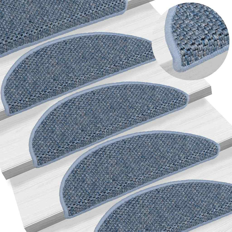 Vidaxl-Treppenmatten selbstklebend 15 St. Sisal Look 56x17x3 cm Blau