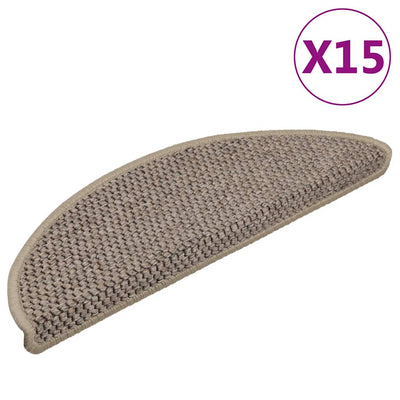 Vidaxl-Treppenmatten selbstklebend 15 St. Sisal Look 56x17x3 cm dunkler Beige
