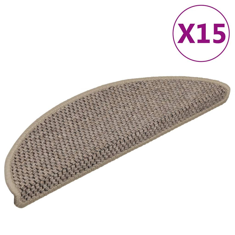 Vidaxl-Treppenmatten selbstklebend 15 St. Sisal Look 56x17x3 cm dunkler Beige