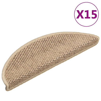 Vidaxl-Treppenmatten selbstklebend 15 St. Sisal Look 56x17x3 cm sandfarben