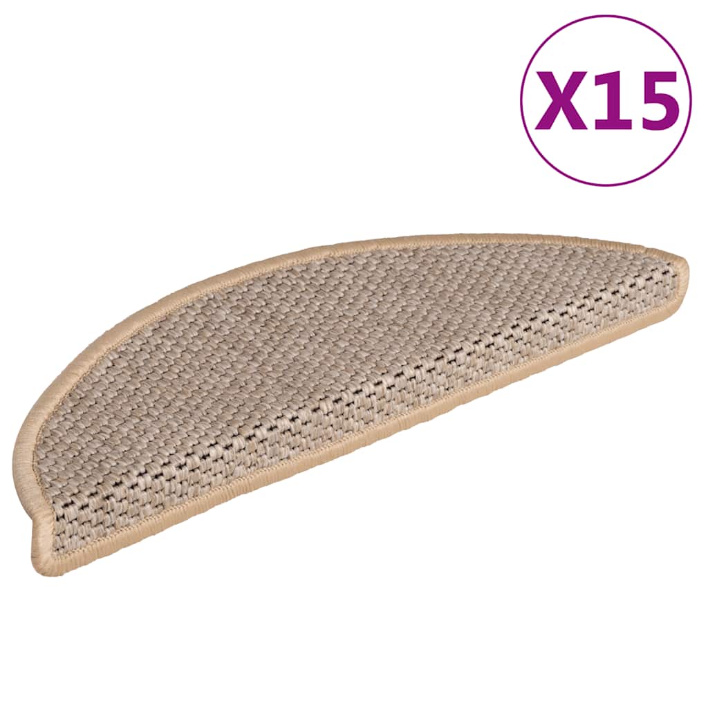 Vidaxl-Treppenmatten selbstklebend 15 St. Sisal Look 56x17x3 cm Licht Beige