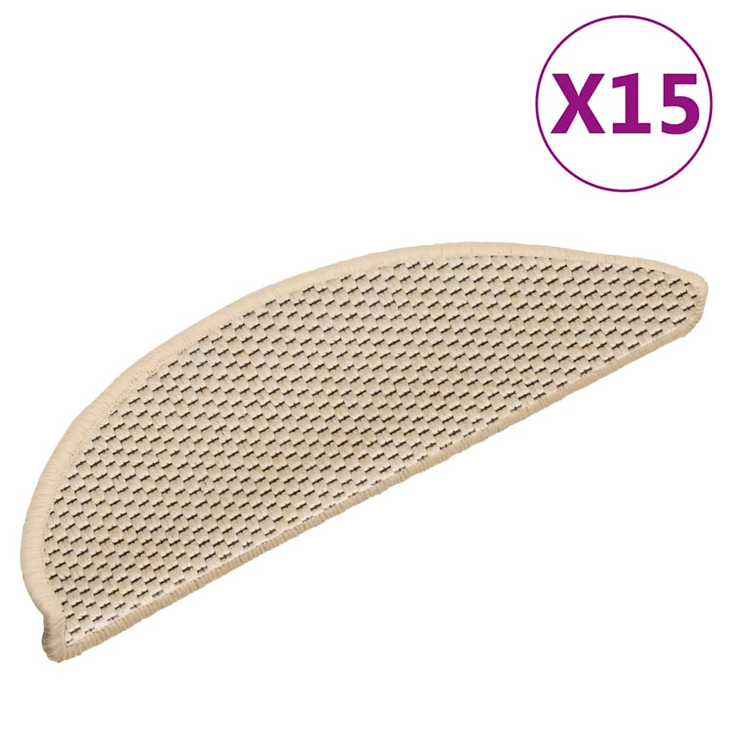 Vidaxl Treppenmatten selbstklebend 15 St. Sisal Look 56x17x3 cm Berber