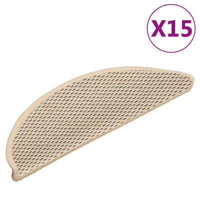Vidaxl Treppenmatten selbstklebend 15 St. Sisal Look 56x17x3 cm Berber