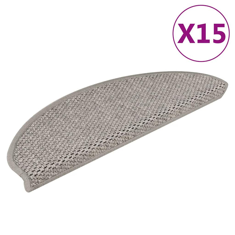 Vidaxl-Treppenmatten selbstklebend 15 St. Sisal Look 65x21x4cm Silberfarbe